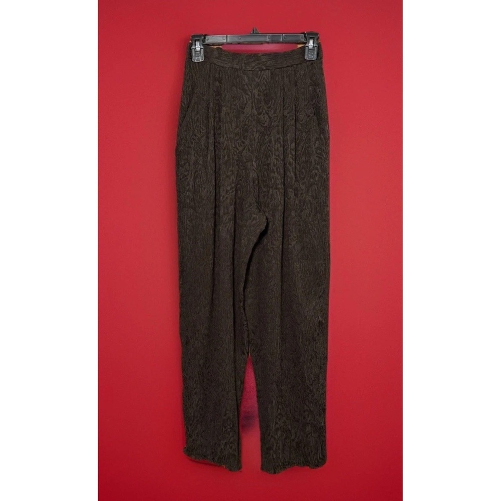BADGLEY MISCHKA Trousers Wm Sz 4 Black Viscose Silk Wide Leg Crinkle Lagenlook